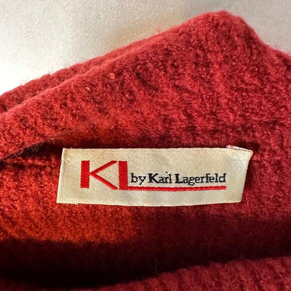 Karl Lagerfeld Cashmere Blend Small Red Turtleneck Sweater Women's Vintage - Picture 8 of 9